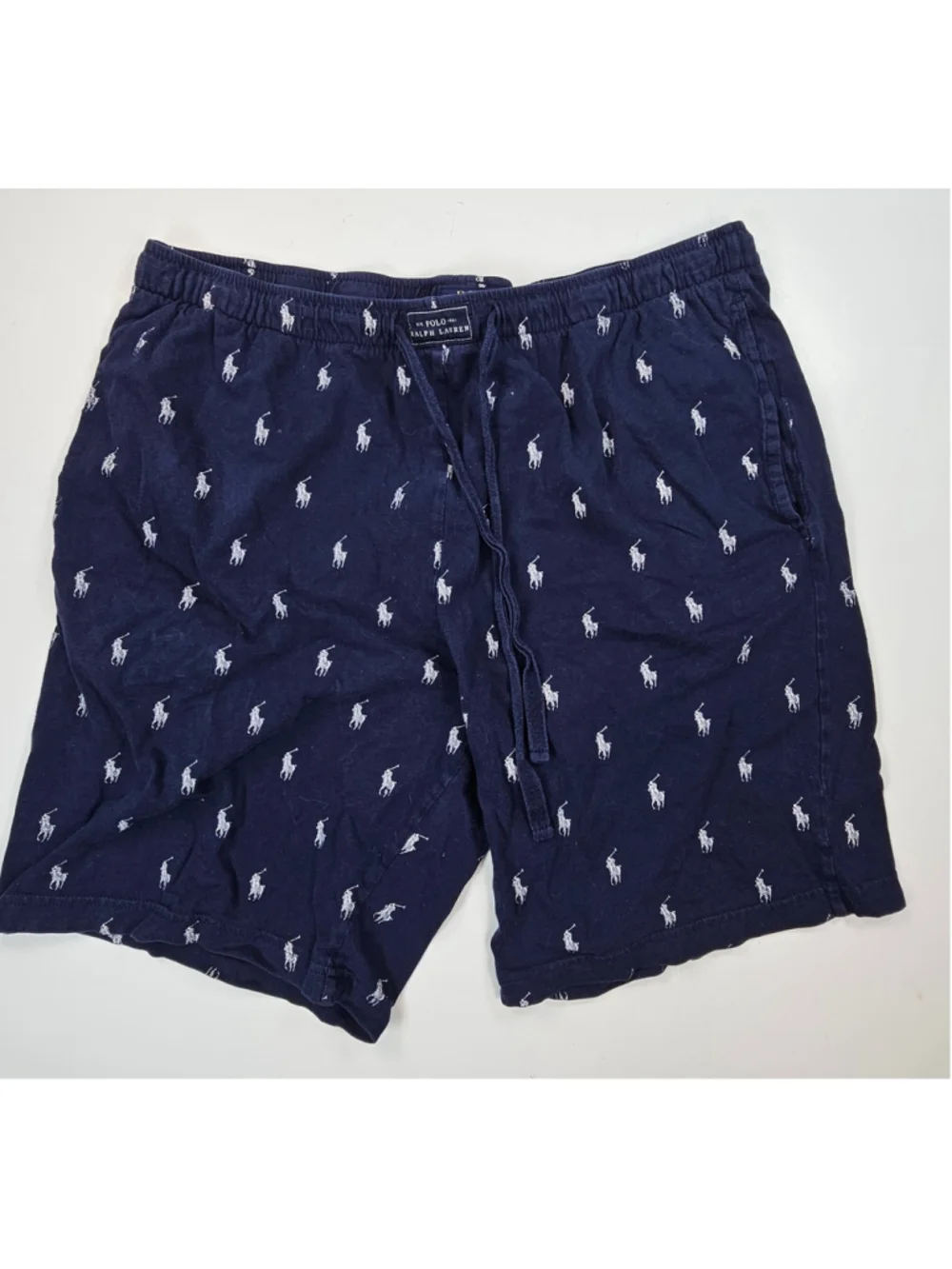 Polo Ralph Lauren Mens All Over Pony Sleep Shorts Navy Cotton Lounge Pajama